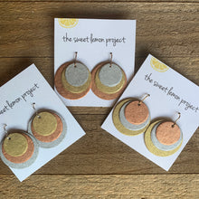 Load image into Gallery viewer, silver, gold & copper earrings