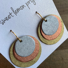 Load image into Gallery viewer, silver, gold & copper earrings