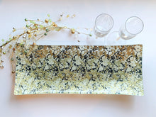 Load image into Gallery viewer, black, gold and cream glass serving platter