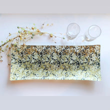 Load image into Gallery viewer, black, gold and cream glass serving platter