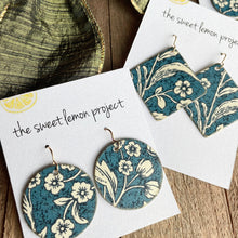 Load image into Gallery viewer, Navy floral earrings
