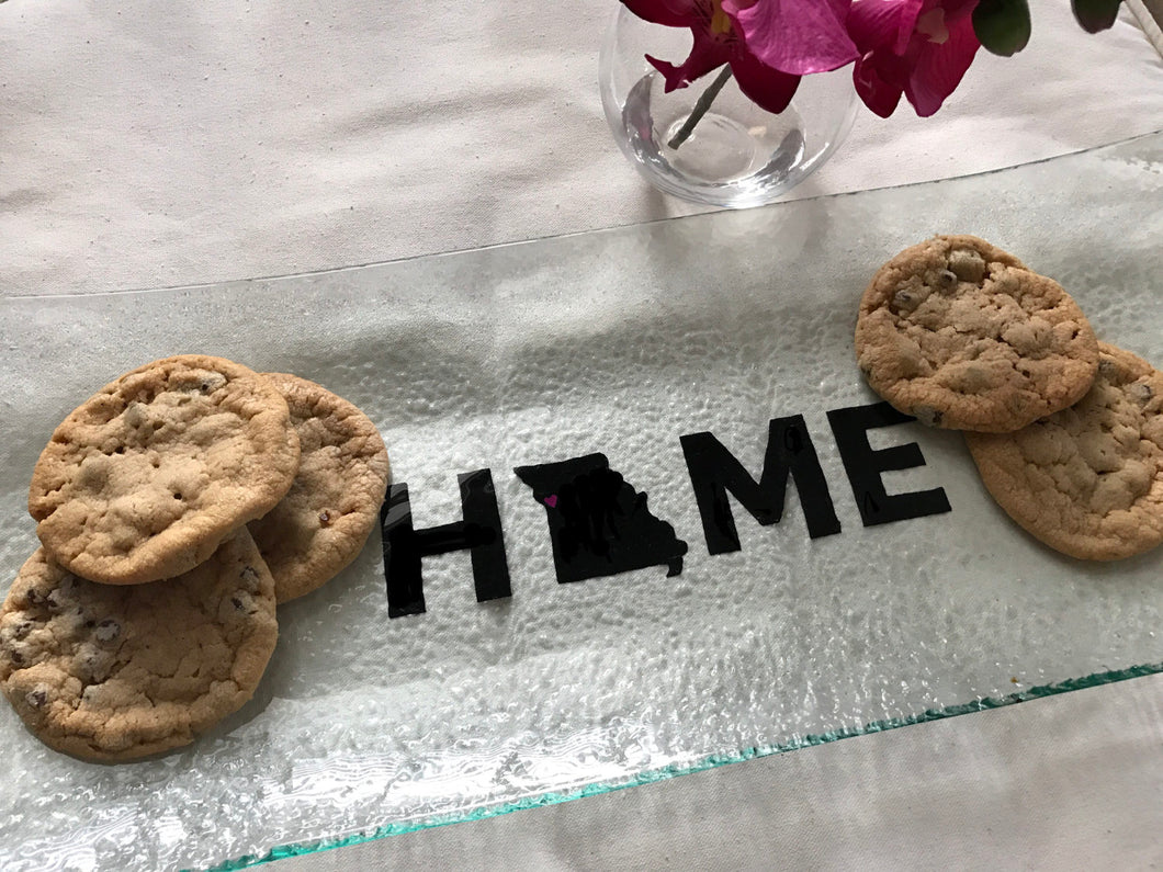 personalized clear glass serving platter