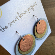 Load image into Gallery viewer, silver, gold &amp; copper earrings
