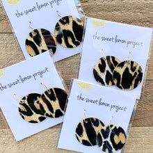 Load image into Gallery viewer, black &amp; gold animal print earrings
