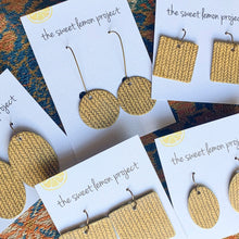 Load image into Gallery viewer, mustard sweater print earrings
