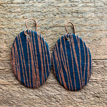 Load image into Gallery viewer, dark teal and copper earrings
