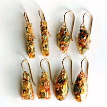 Load image into Gallery viewer, gold, blush and blue foil flake earrings
