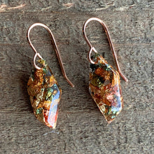 Load image into Gallery viewer, gold, blush and blue foil flake earrings
