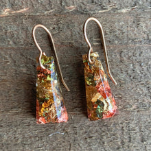 Load image into Gallery viewer, gold, blush and blue foil flake earrings
