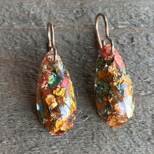 Load image into Gallery viewer, gold, blush and blue foil flake earrings
