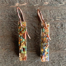 Load image into Gallery viewer, gold, blush and blue foil flake earrings
