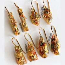 Load image into Gallery viewer, gold, blush and blue foil flake earrings
