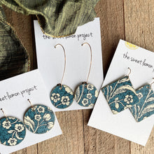 Load image into Gallery viewer, Navy floral earrings
