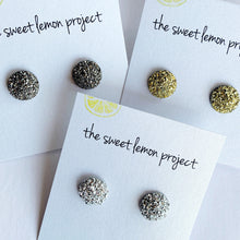 Load image into Gallery viewer, gold, silver or gunmetal stud earrings
