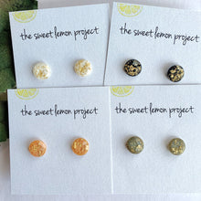 Load image into Gallery viewer, gold leaf &amp; glitter stud earrings
